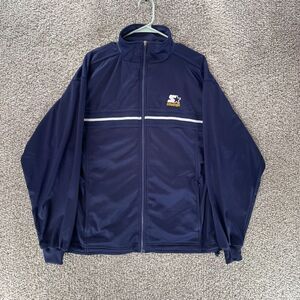 Starter Jacket Mens Small Blue Full Zip Windbreaker Vintage Long Sleeve Athletic